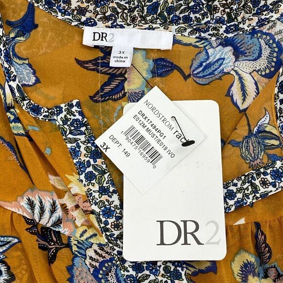 Dr2 by Daniel Rainn Twin Print Peplum Tunic 3x Nwt - Picture 9 of 10